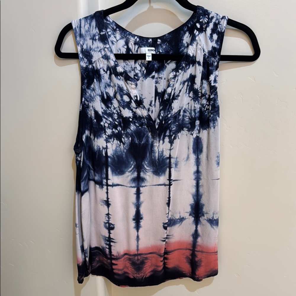 Sonoma Blue and Pink Tie-Dye Sleeveless Blouse